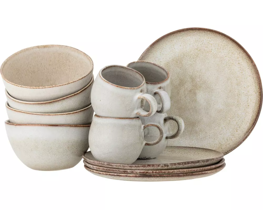 Bloomingville Speiseteller Sandrine 12-teilig, Nature