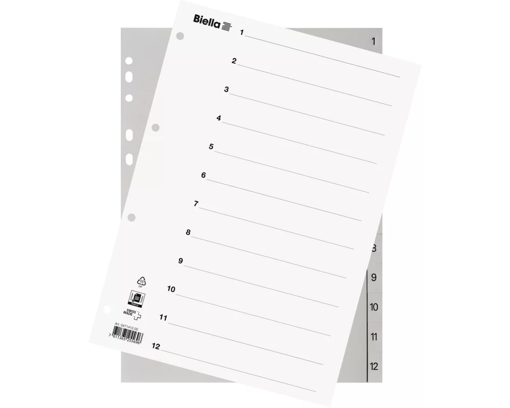 Biella Register A4 1 - 12 mit Indexblatt