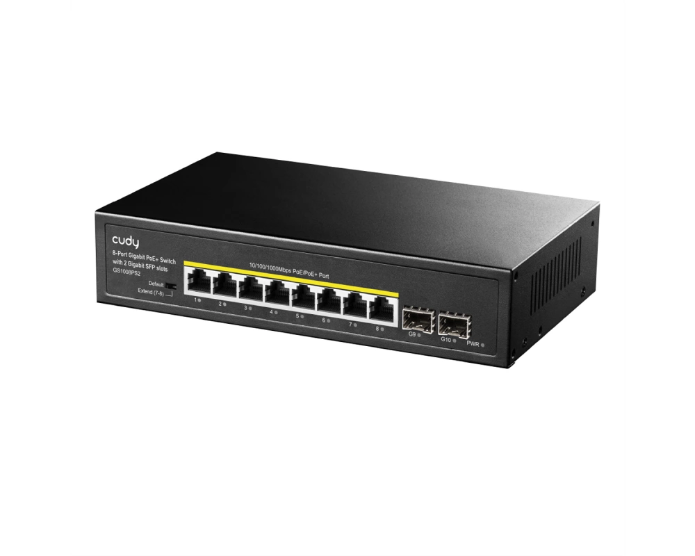 CUDY GS1008PS2 8-Port Gigabit Switch PoE+ mit 2x Gigabit SFP 120W