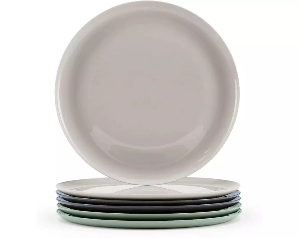 GOURMETmaxx Speiseteller 25 cm, 6er-Set, Beige / Grün / Dunkelgrau