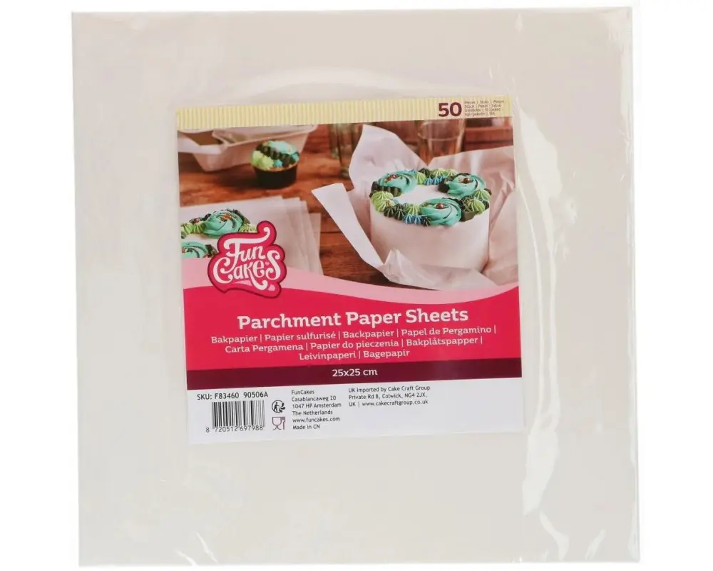 Funcakes Backpapier Bento Cake, 25 x 25 cm, 50 Stück
