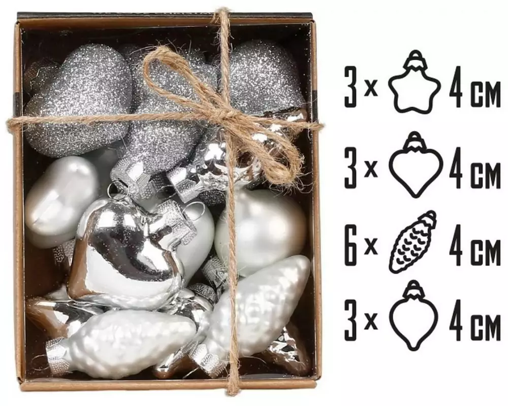 Holly & Jolly Weihnachtskugel Mini Frosty Silver, Ø 4 cm