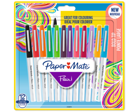 PAPERMATE Faserschreiber Flair 1.2mm 2138474 Bold, ass. 12 Stück
