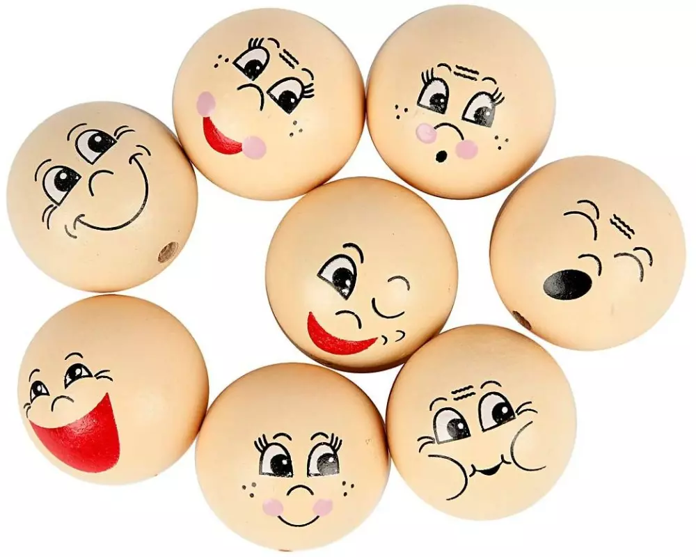 Creativ Company Holzperlen Gesicht 30 mm, Hautfarben, 16 Stück