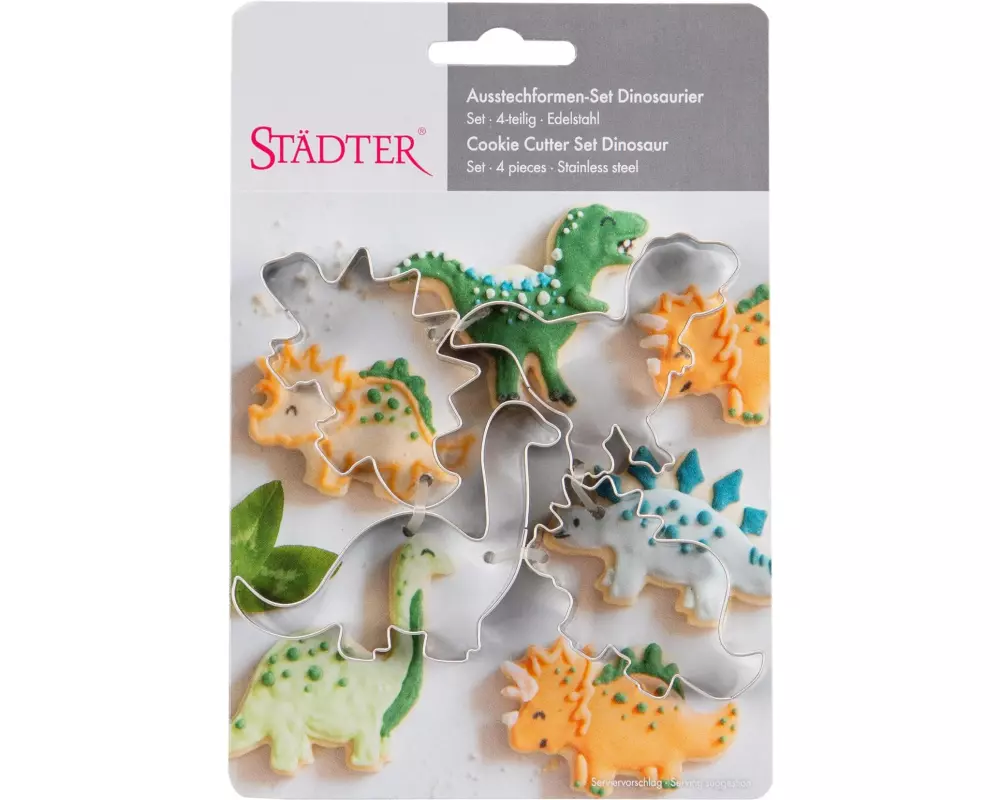 Städter Ausstecher Set Dinosaurier 4-teilig, Silber