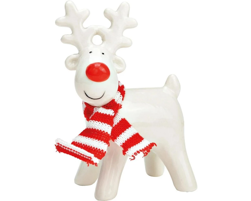 G. Wurm Weihnachtsfigur Elch 7 x 11 x 5 cm, Rot/Weiss