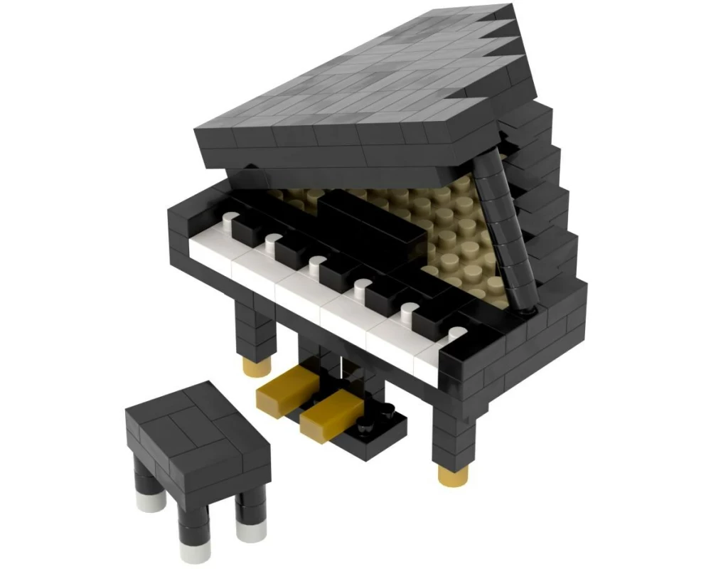 BRIXIES Bausteinmodell Klavier (Flügel) Schwarz aus 134 Bausteinen