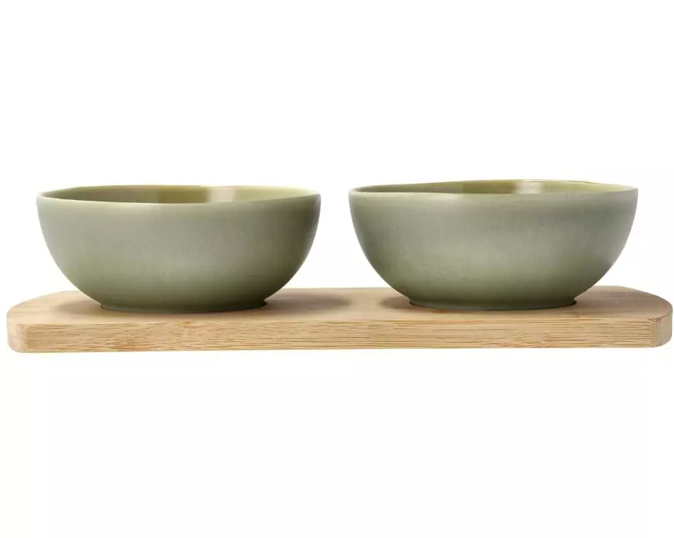 Villa Collection Bambus Tablett mit 2 Schälchen Shoku Grün