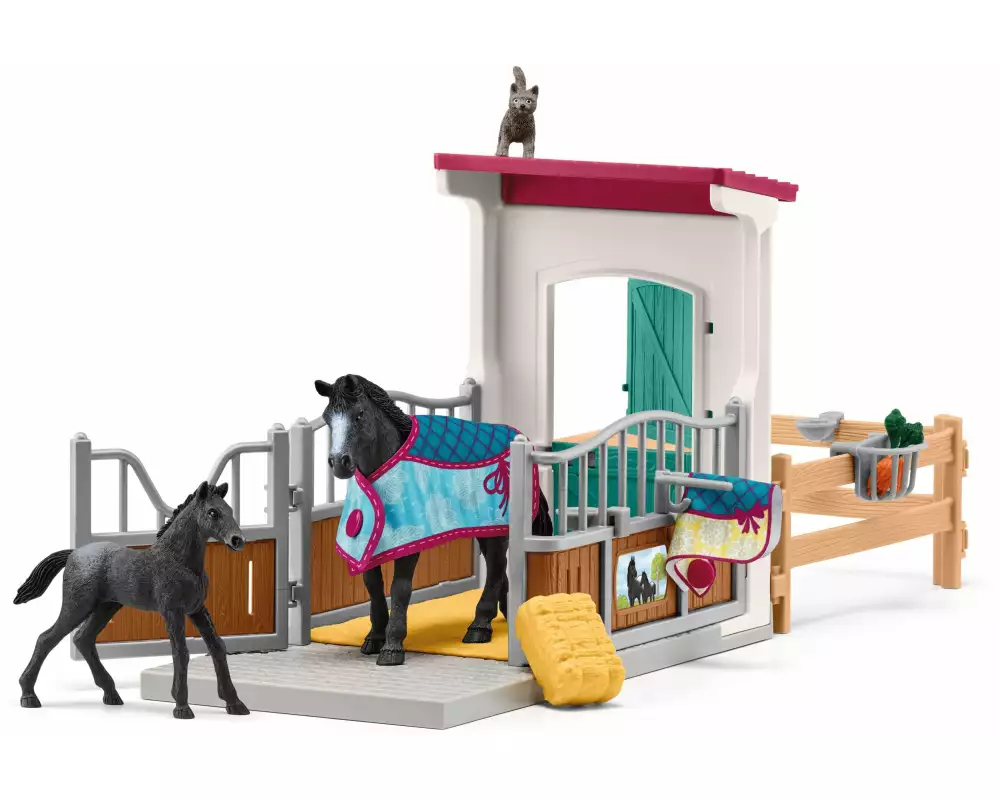 Schleich Spielfigurenset Horse Club Pferdebox mit Stute und Fohlen