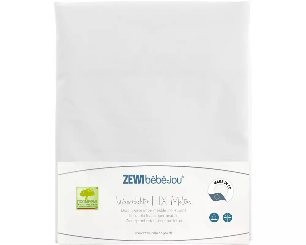 ZEWI bébé-jou Wasserdichter Fix-Molton 140 x 70 cm, Weiss