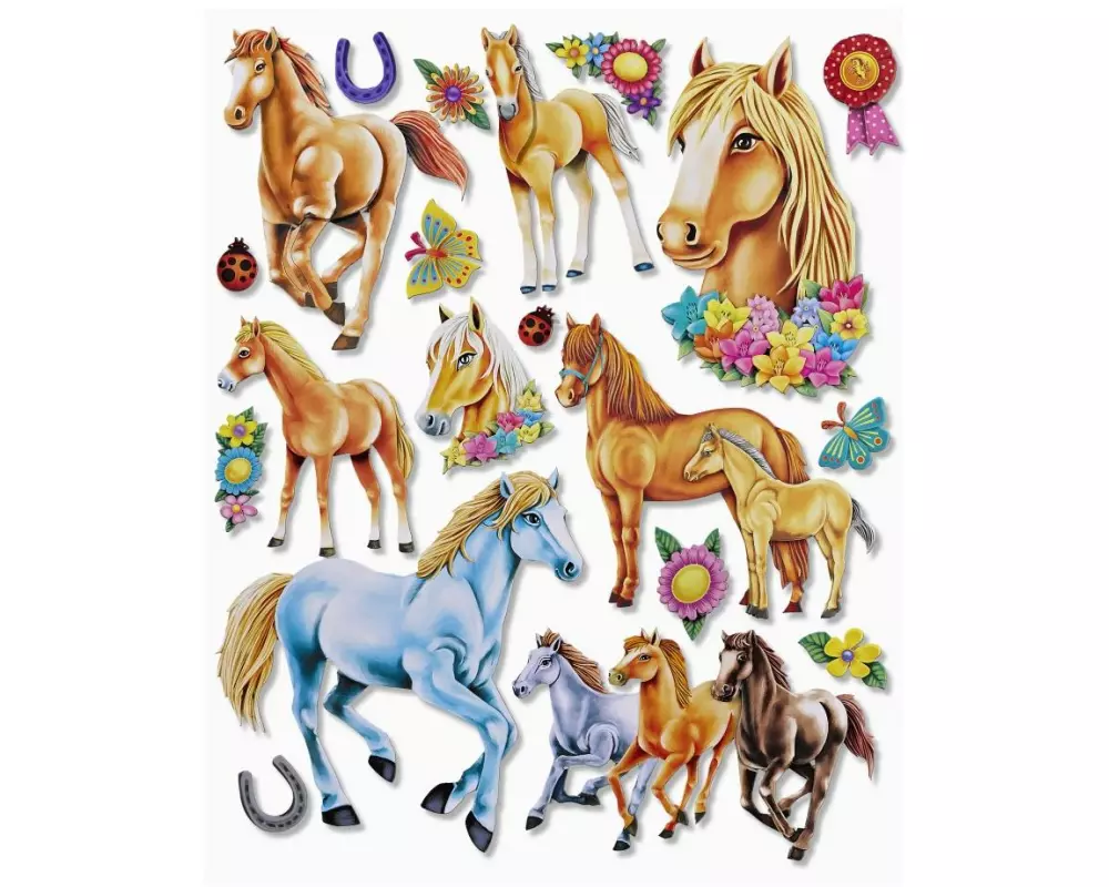 HobbyFun 3D-Sticker Pferde 1 Blatt