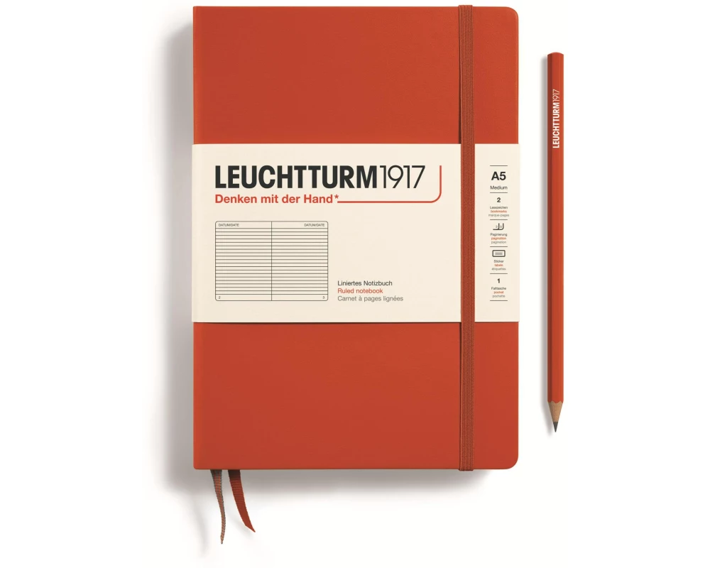 Leuchtturm Notizbuch Medium A5, Liniert, Rot