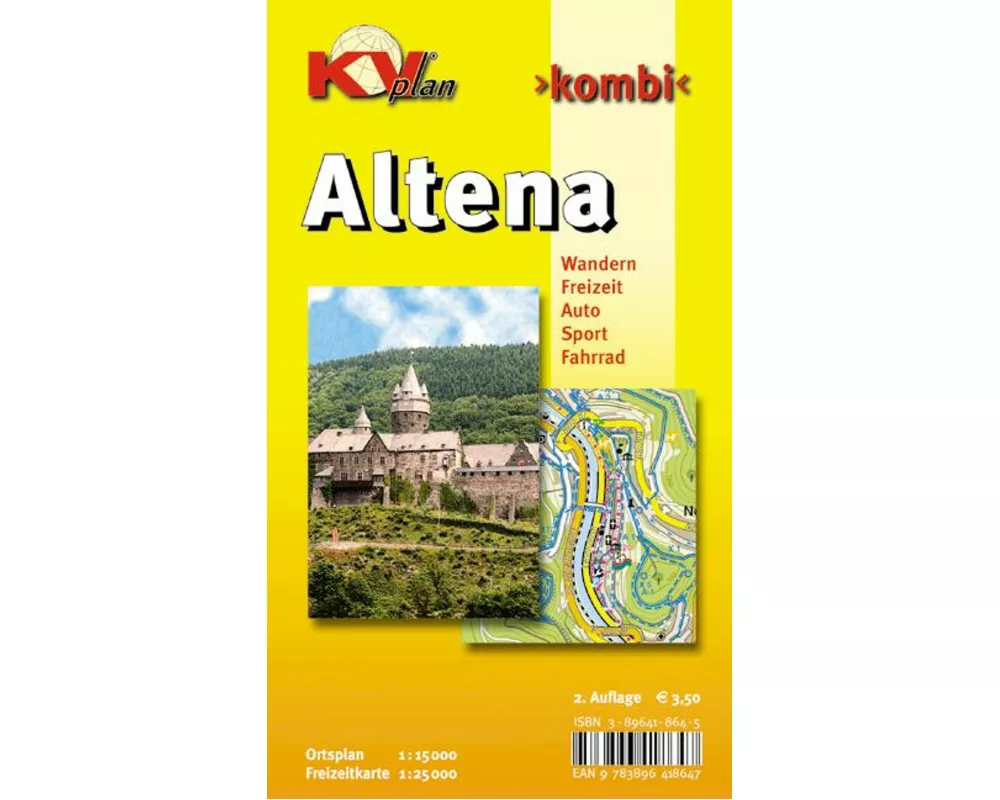 Altena, KVplan, Wanderkarte/Freizeitkarte/Stadtplan, 1:25.000 / 1:15.000