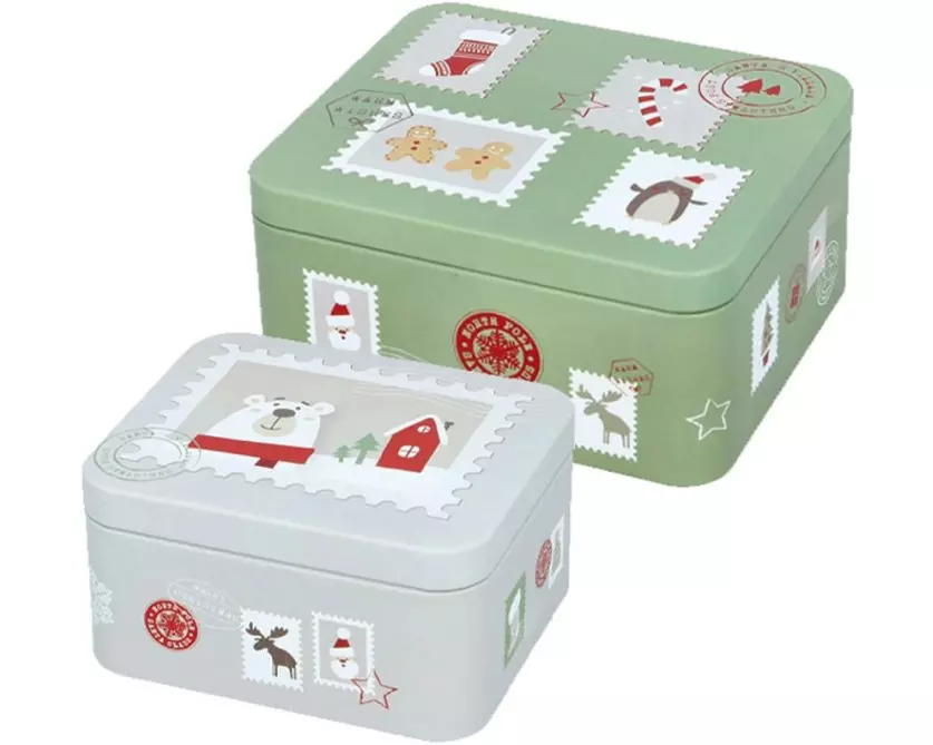 RBV Birkmann Guetzli-Dose Dear Santa 12x10x6/15x13 x 7 cm 2-teilig Set