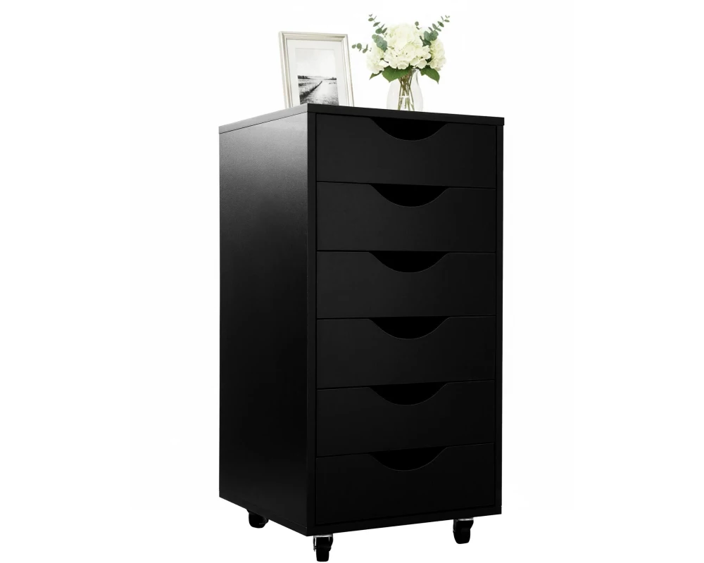 relaxdays Rollcontainer 6 Schubladen Schwarz 6 Schubladen Schwarz