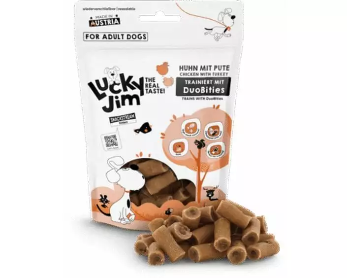 Lucky Jim Leckerli DuoBities Huhn mit Pute 70 g