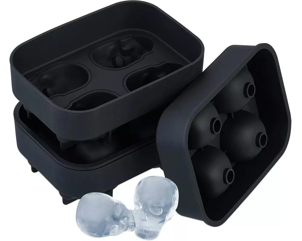 relaxdays Eiswürfelform Totenkopf 2 Stück, Schwarz