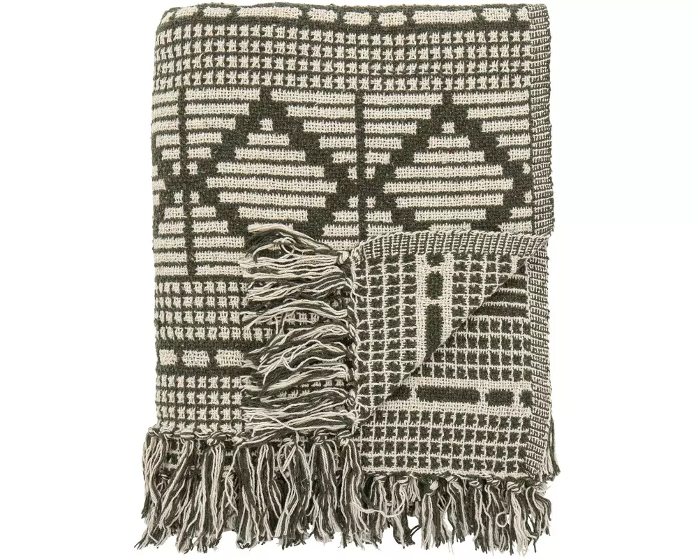 Bloomingville Decke Gutte 130 x 160 cm, Beige/Grün