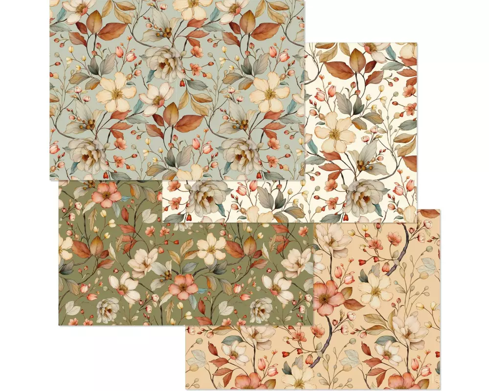Trendform Tischset Papiertischset FLORAL AUTUMN 4 Sujets à 12 Blatt