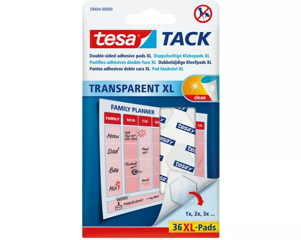 tesa Klebepad TACK XL 36 Stück, Transparent