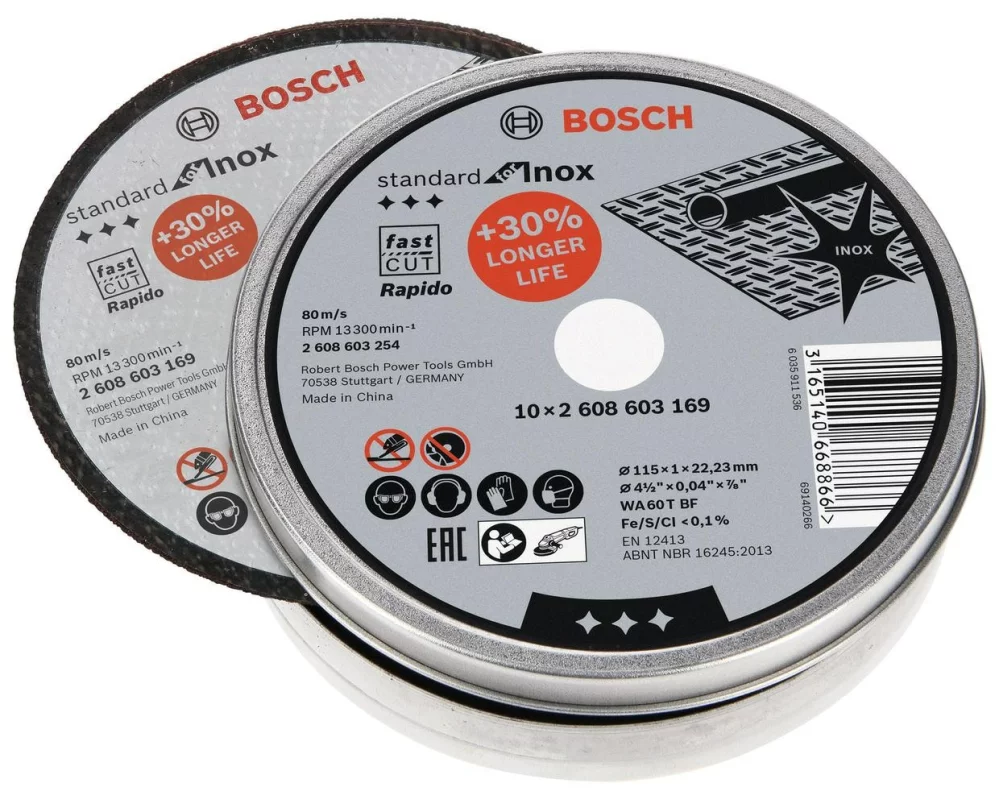 Bosch Professional Trennscheibe gerade Standard Inox 115 x 1 mm, 10 Stk