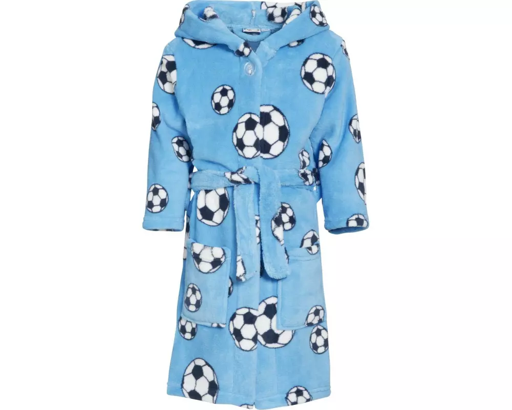 Playshoes Fleece-Bademantel Fussball Hellblau Gr. 98/104