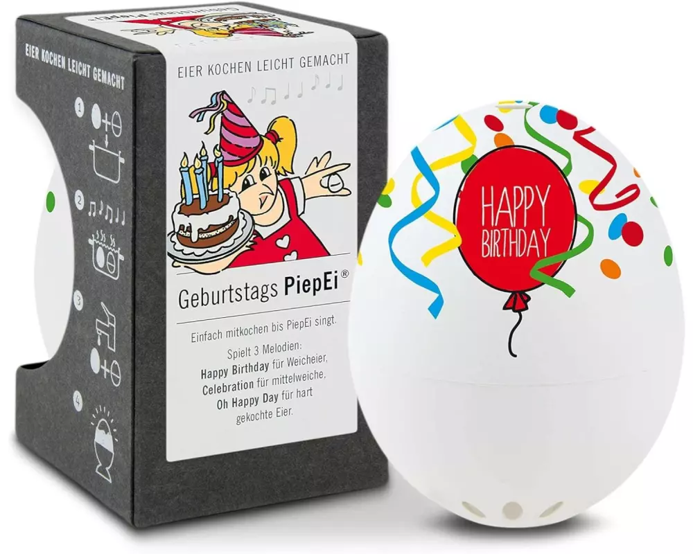 PiepEi Küchentimer Singende Eieruhr Geburtstag, Weiss
