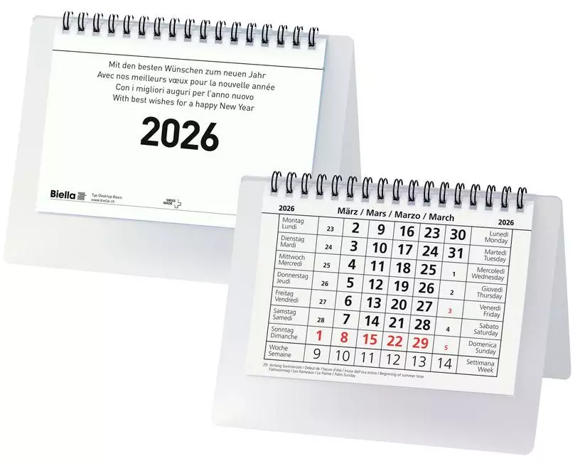Biella Pultkalender Monatsblock Desktop Basic 14.8 x 10.5 cm