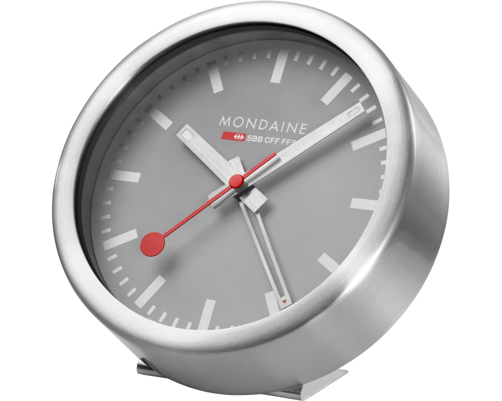 MONDAINE Wand / Tischuhr 125mm A997.86SBV.1 grau, Weckfunktion