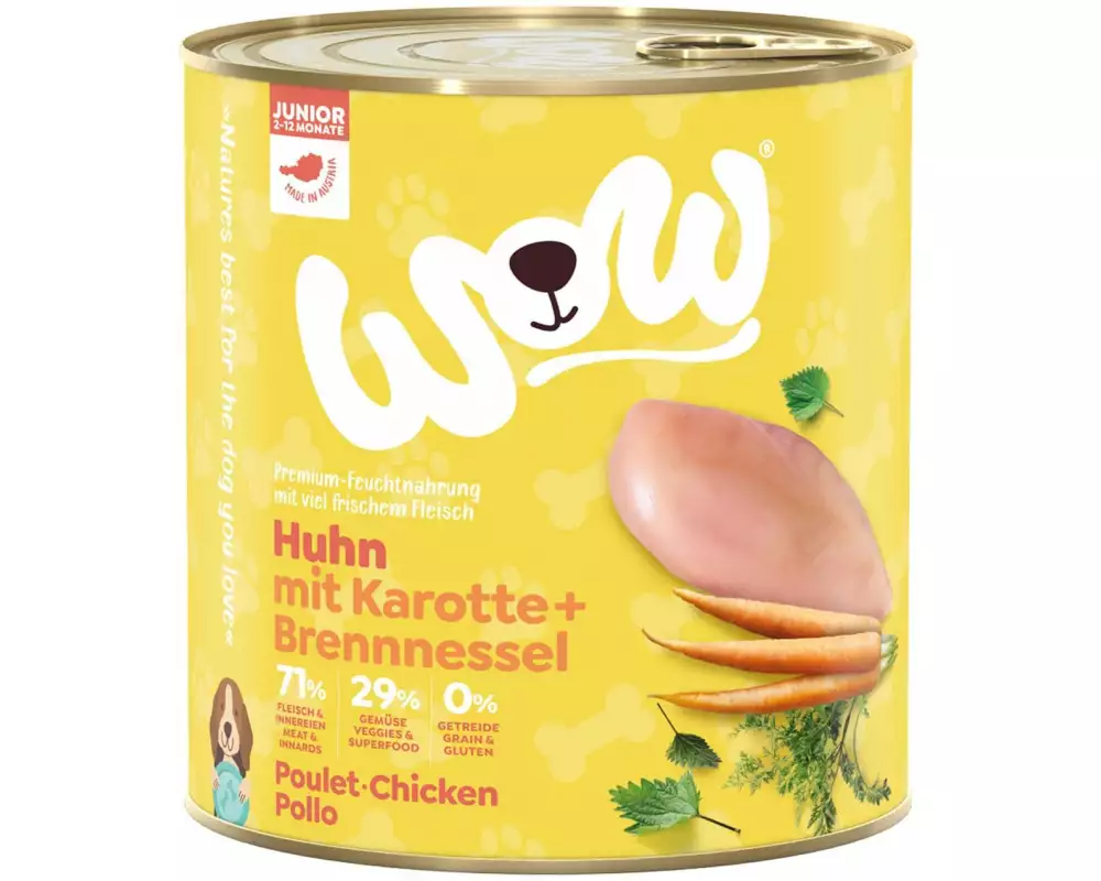 WOW Nassfutter Junior Huhn, 800 g