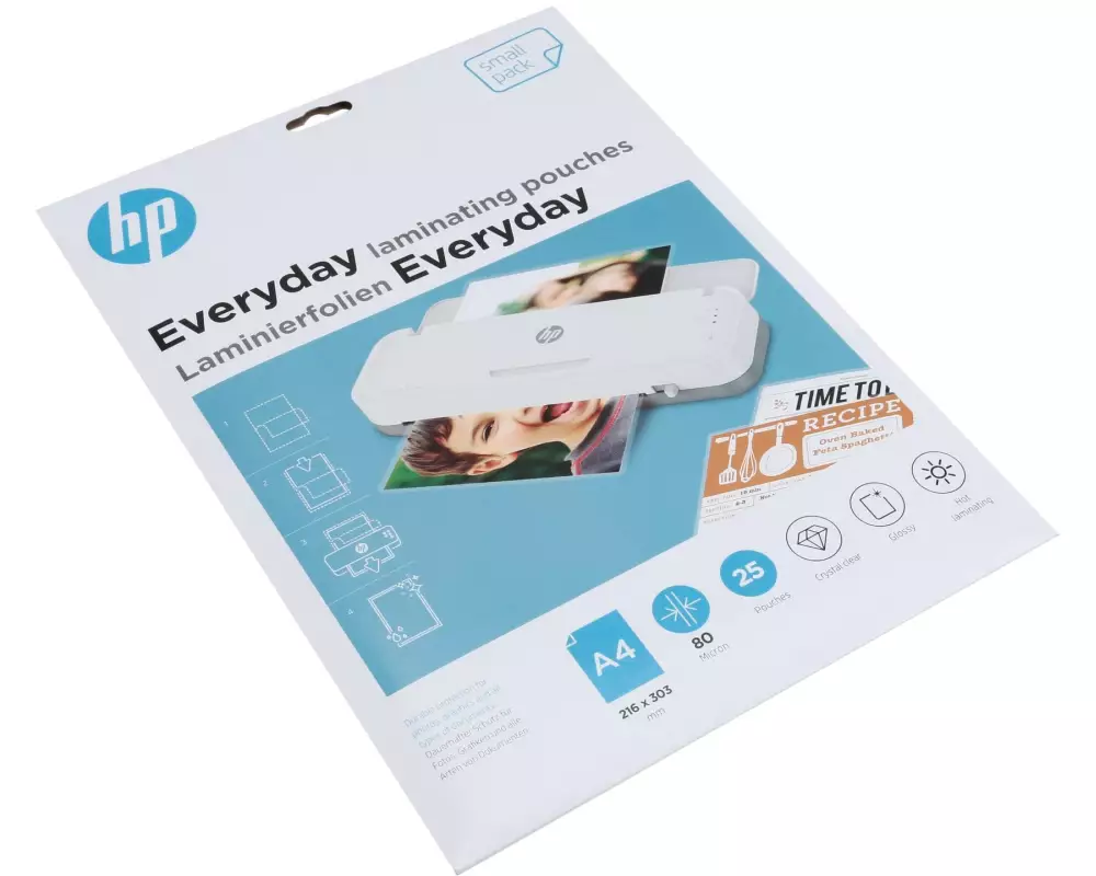 HP Laminierfolie Everyday A4, 80 µm, 25 Stück, Glänzend