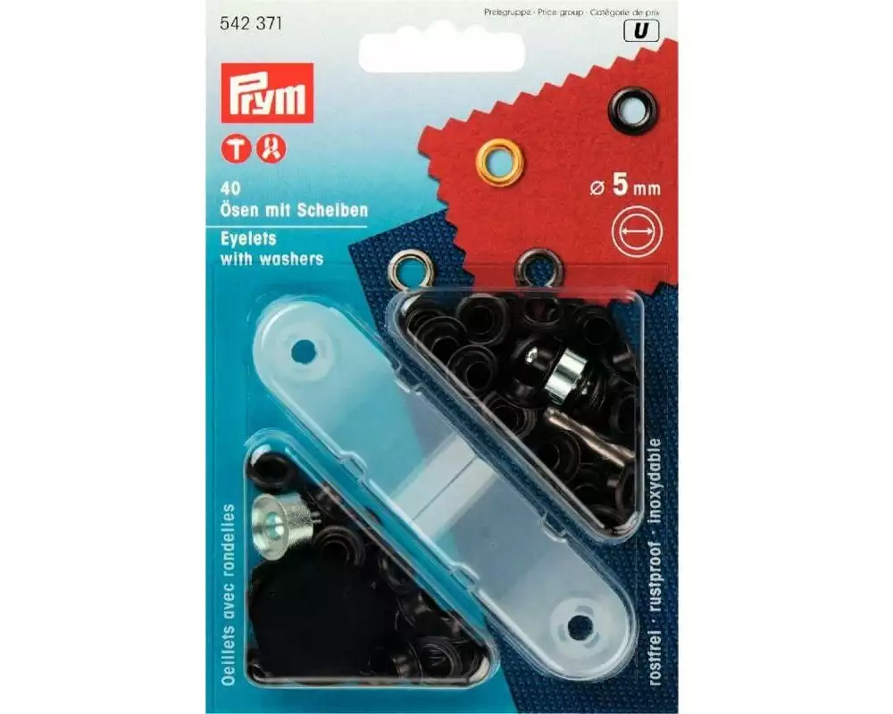 Prym Ösen + Scheiben 5 mm, Brüniert, 40 Stück
