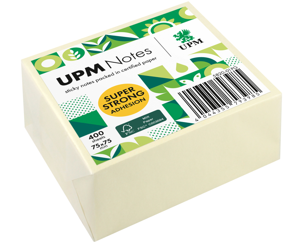 UPM Haftnotizen Würfel 75x75mm 5820-01PG gelb 400 Blatt