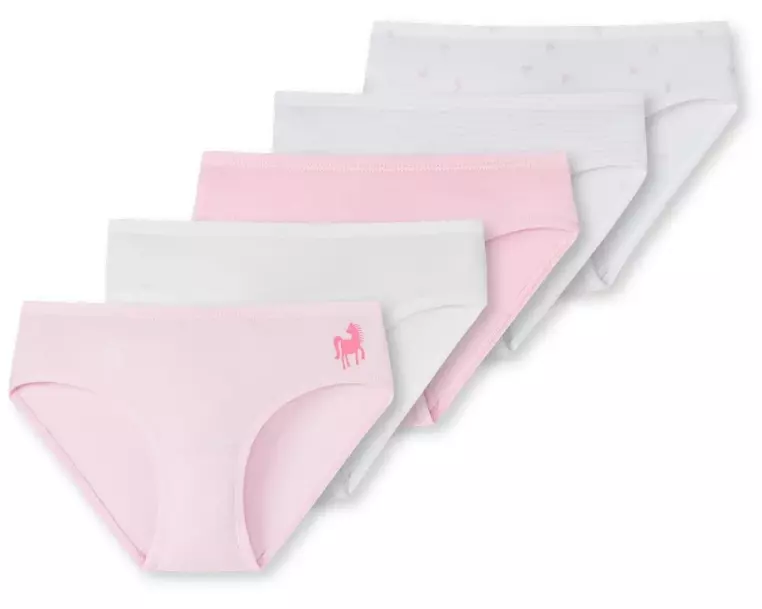 SCHIESSER Unterhosen Mädchen 5er Set Rosa/Weiss, Gr. 104