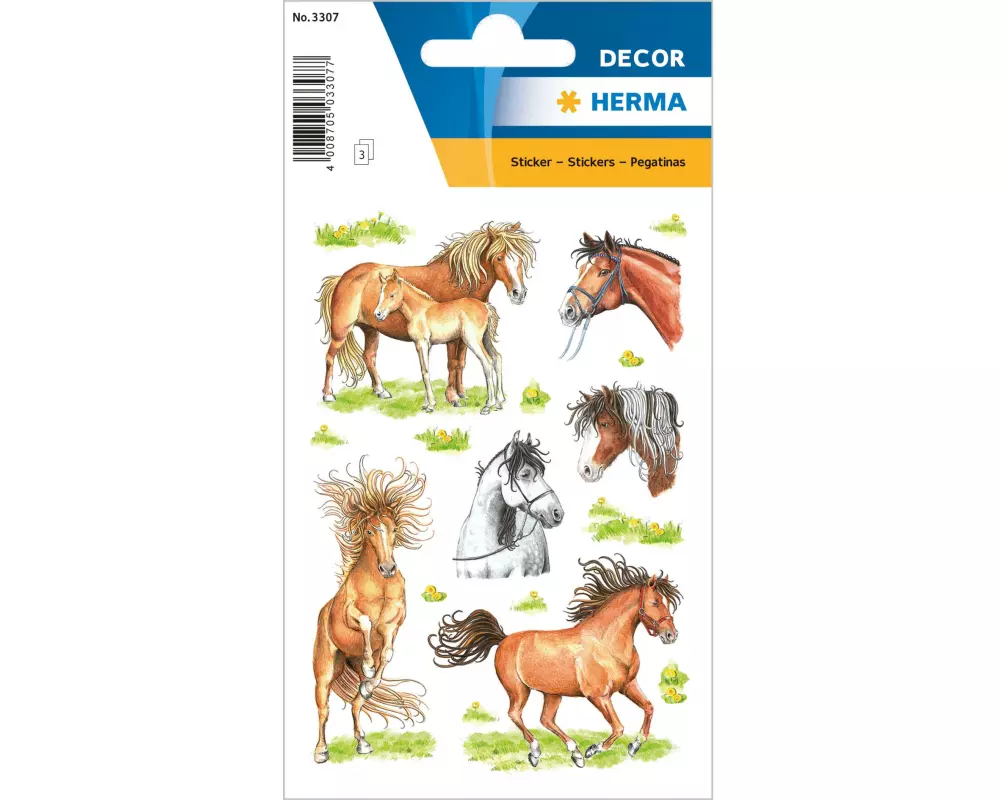 Herma Stickers Gezeichnete Pferde 3 Blatt 18 Sticker