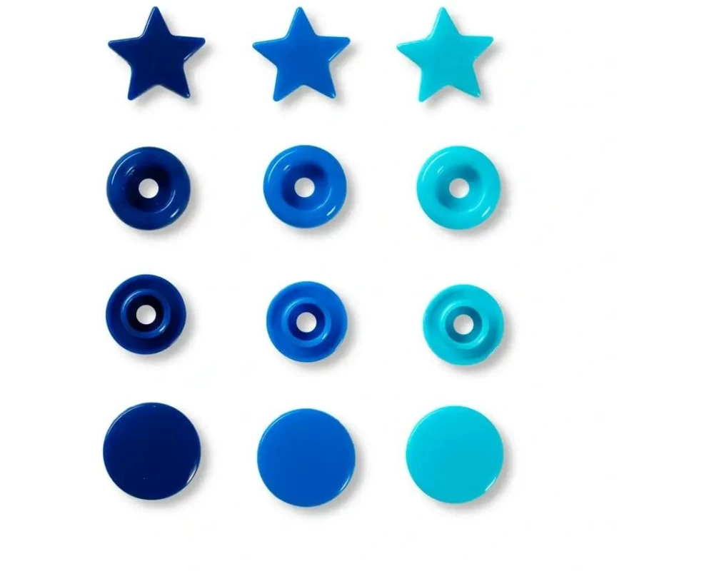 Prym Druckknöpfe Color Snaps Stern, Blautöne, 12.4 mm, 30 Stück