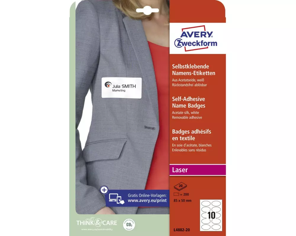Avery Zweckform Namensetiketten 85 x 50 mm, 20 Blatt