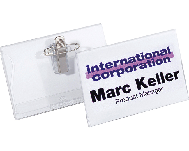 DURABLE Namensschild m. Kombiklemme 815719 transparent, 40x75mm 50 Stk.