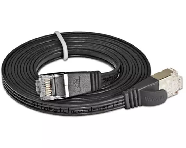SLIM Slimpatchkabel RJ-45 - RJ-45, Cat 6, STP, 7.5 m, Schwarz