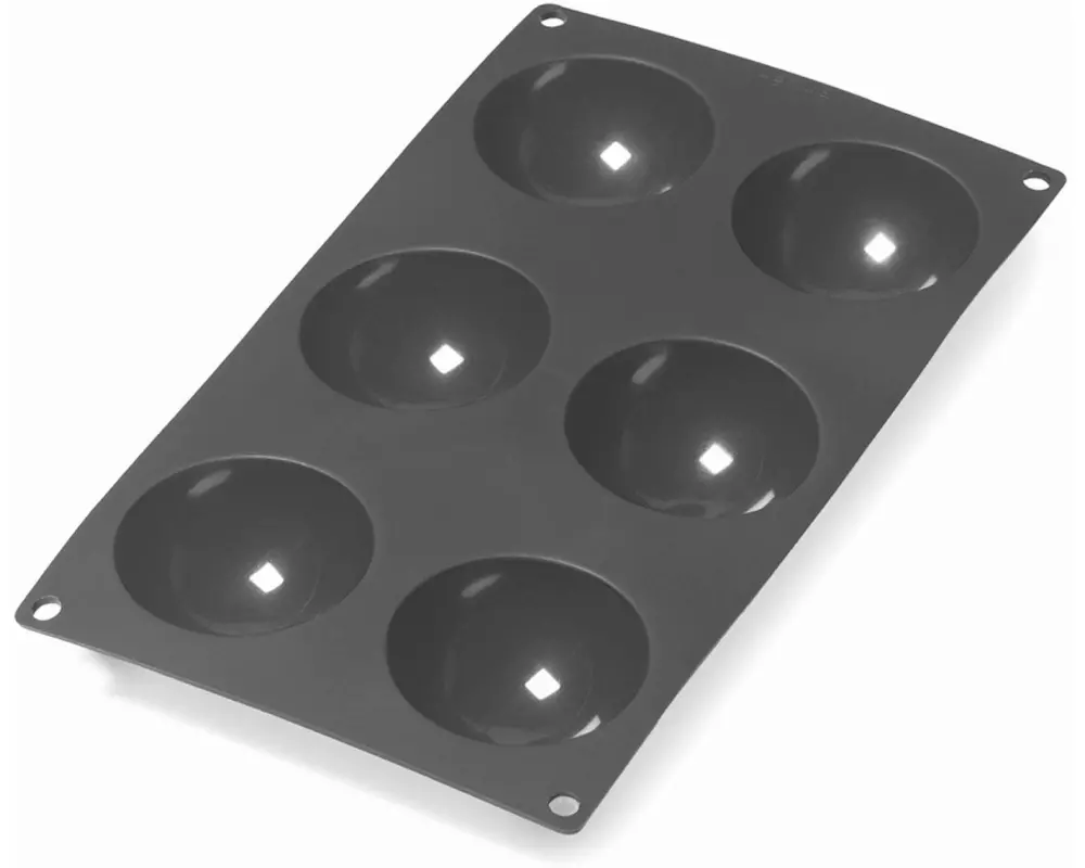 Lékué Backform Halbkugel, Silikon, Schwarz, 6 Mulden