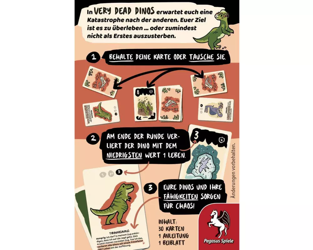 Pegasus Spiele Kartenspiel Very Dead Dinos – T-Rex -DE-