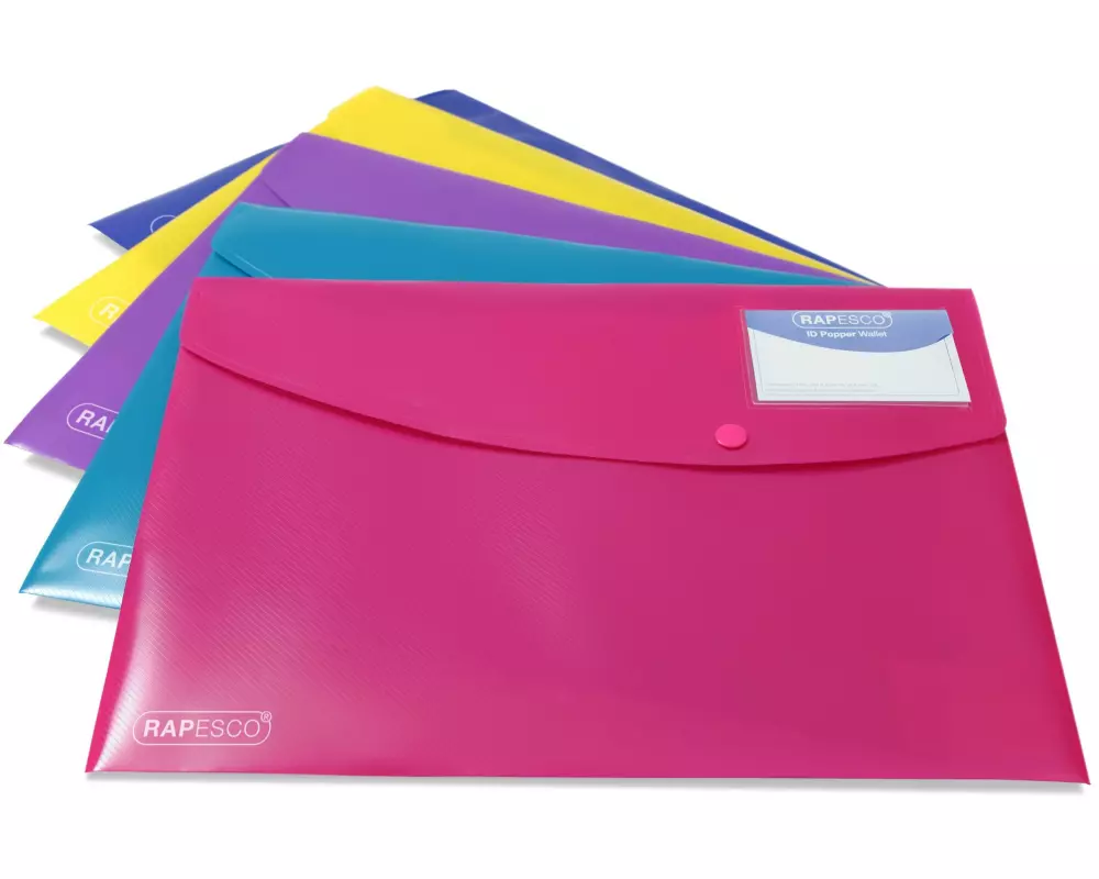 Rapesco Dokumentenmappe A4, Sortierte Farben, 5 Stück