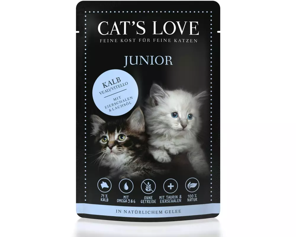 Cat's Love Nassfutter Junior Kalb, 85 g