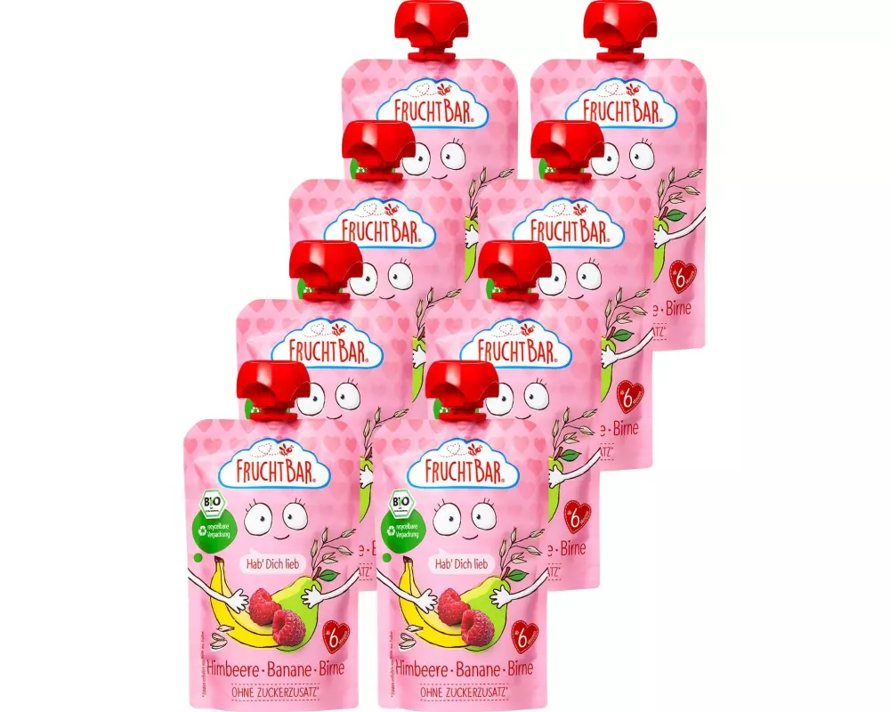 Fruchtbar Quetschbeutel Bio Himbeere, Banane, Birne 8x 100 g