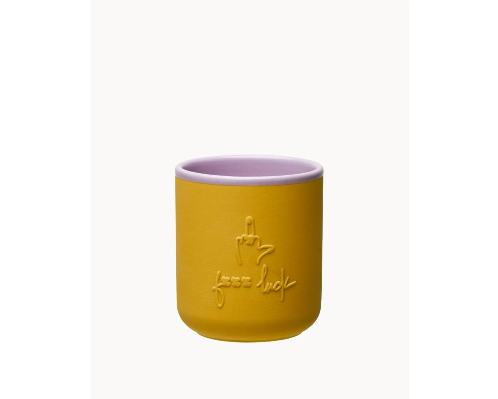 Chic Mic Good Mood Serie Mug- F*** luck 380 ml, Gelb/Rosa
