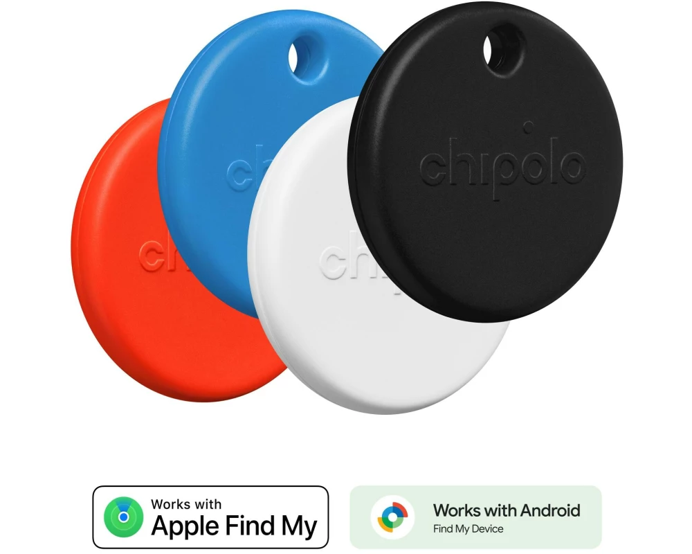 Chipolo POP 4er-Set Weiss/Schwarz/Blau/Rot