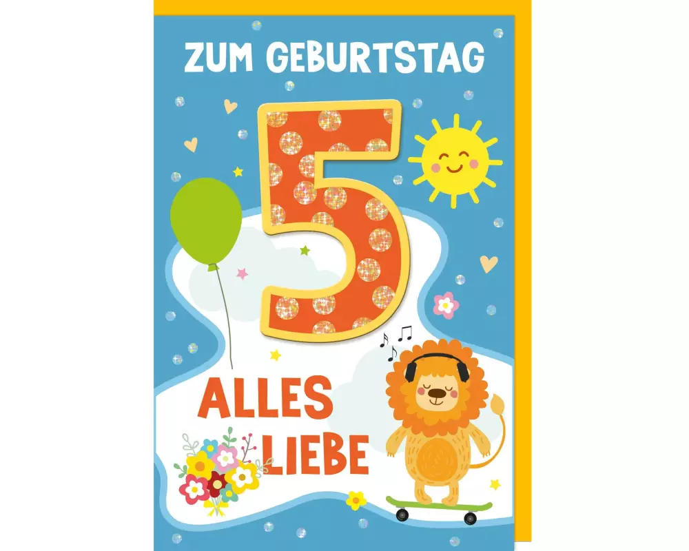 Braun + Company Geburtstagskarte Löwe 5 11.5 x 17 cm