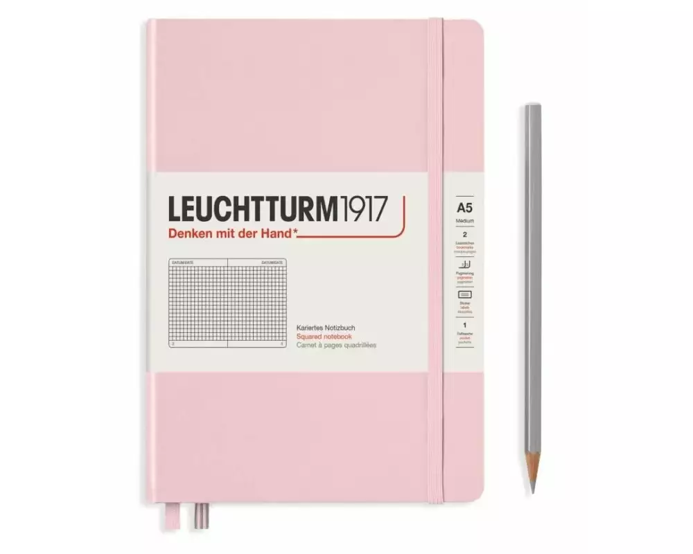 Leuchtturm Notizbuch Medium A5, Kariert, 2-teilig, Puder