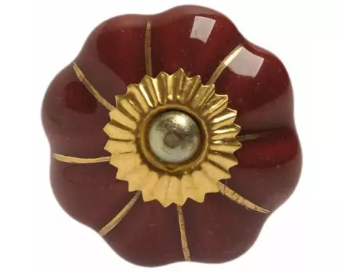 Tranquillo Möbelgriff handgemacht, Ø 4 cm, Rotbraun/Gold