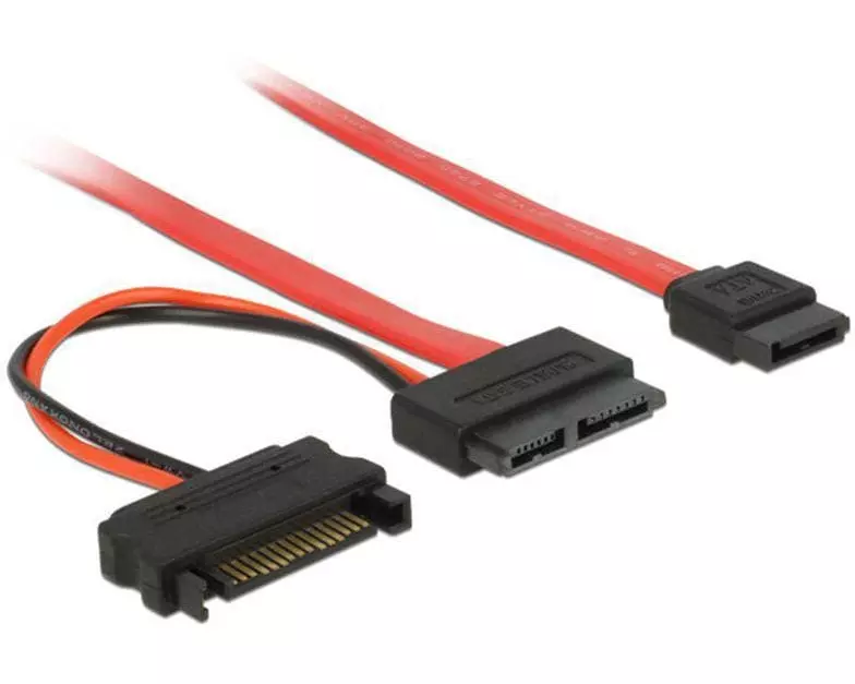 Delock Slim-SATA-Kabel rot, SATA Strom, 30 cm